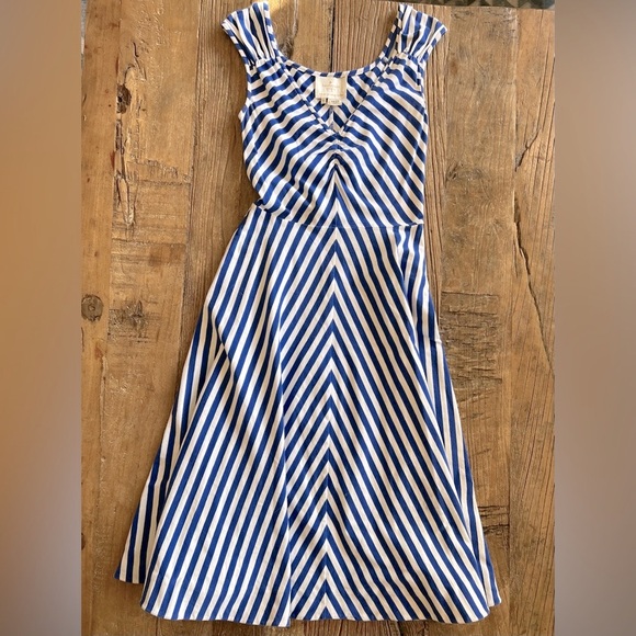 Kate Spade Fit and Flare Blue & White Stripped Dress - Picture 2 of 4
